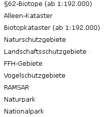 geschützte Gebietstypen Liste Quelle uvo.nrw.de